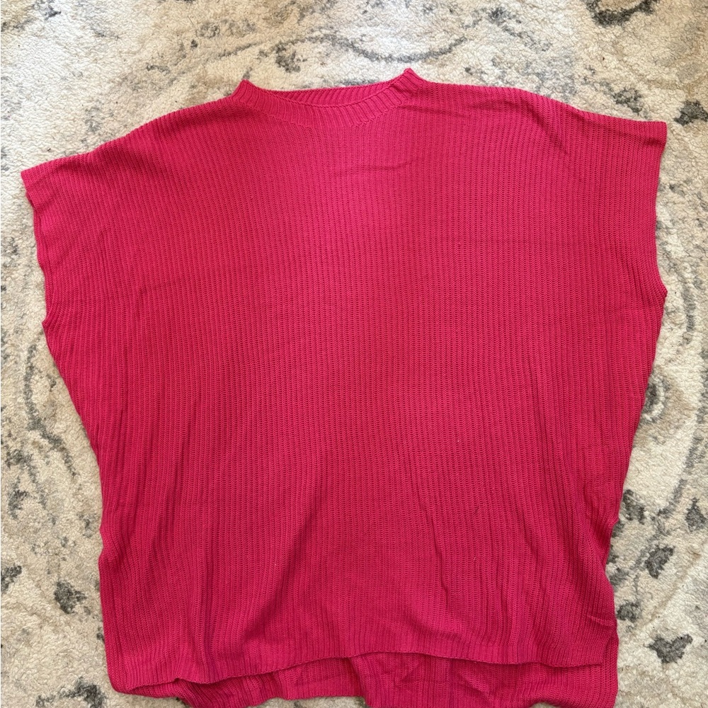 Pink Sleeveless Sweater Mock Neck Size Large